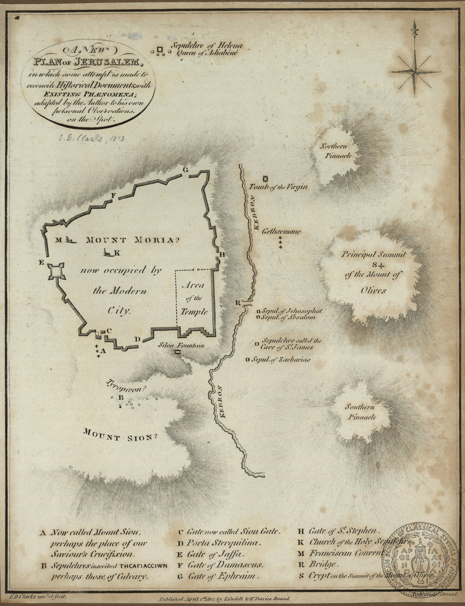 A new plan of Jerusalem, in which some attempt is made to reconcile historical documents with existing Phenomena.